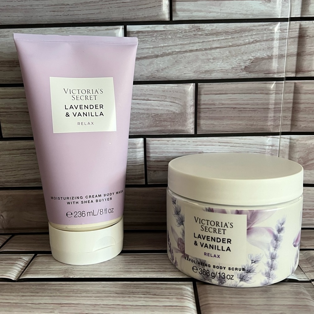 Victoria's Secret Lavender & Vanilla Exfoliating BodyScrub Moisturizing BodyWash